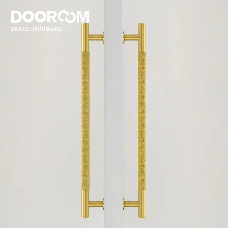 Dooroom Brass Knurled Door Handles Double Door Wood Door Shower Room Single Side Double Side Matt Gold Black Pulls DOOROOM