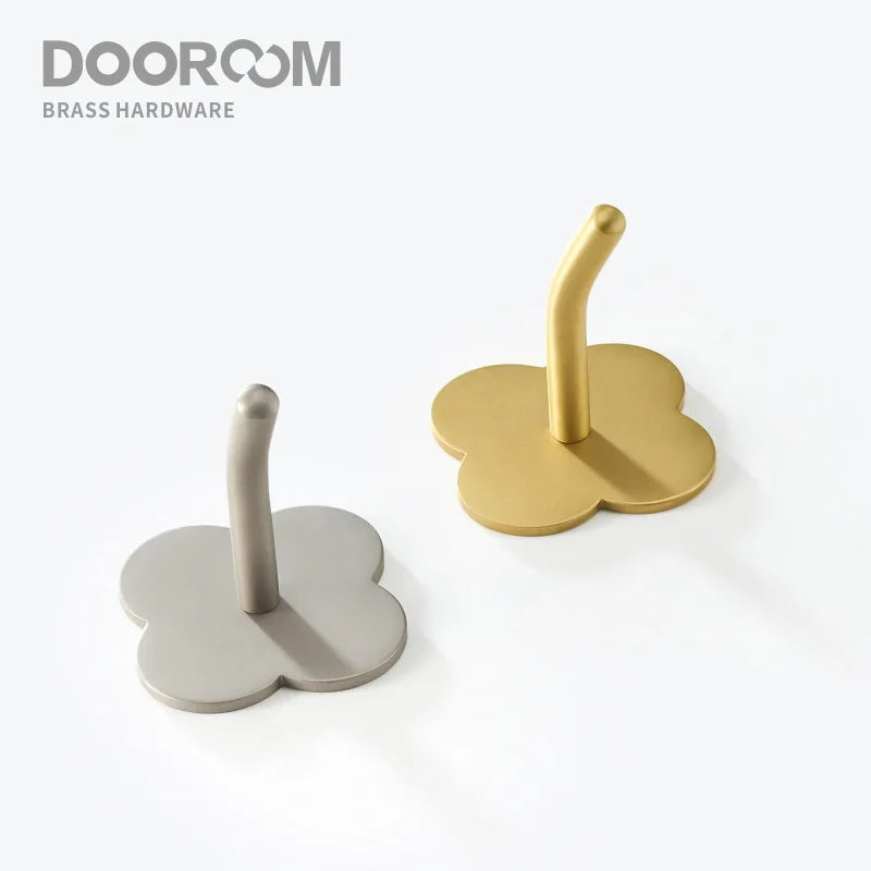 Doodoom Brass Punch Free Bearing Hooks Bathroom Indoor Kitchen Hallway Wall Clothes Hooks Wall Hangers Row Hooks Nordic DOOROOM