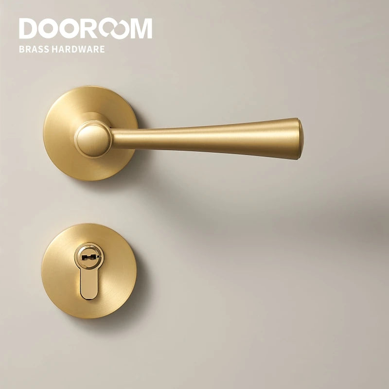 Dooroom Brass Door Lock Set Modern Light Luxury Interiror Bedroom Bathroom Double Wood Door Lever Set Dummy Handle Knob DOOROOM