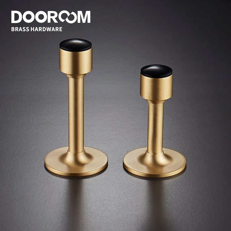 Dooroom Brass Door Stops Hole Free Bathroom Door Stopper Heavy Duty Floor Wall Mount Bumper Non-magnetic Door Holder Catch DOOROOM