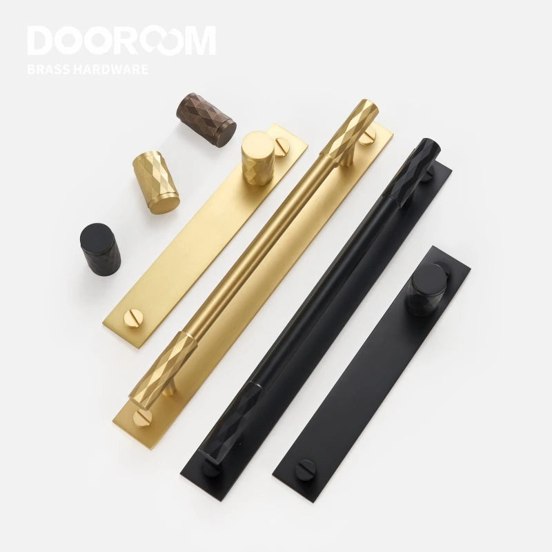 Dooroom Brass Furniture Handles Modern Hammered Black Gold Cupboard Wardrobe Dresser Shoe Box Drawer Cabinet Knobs Pulls DOOROOM