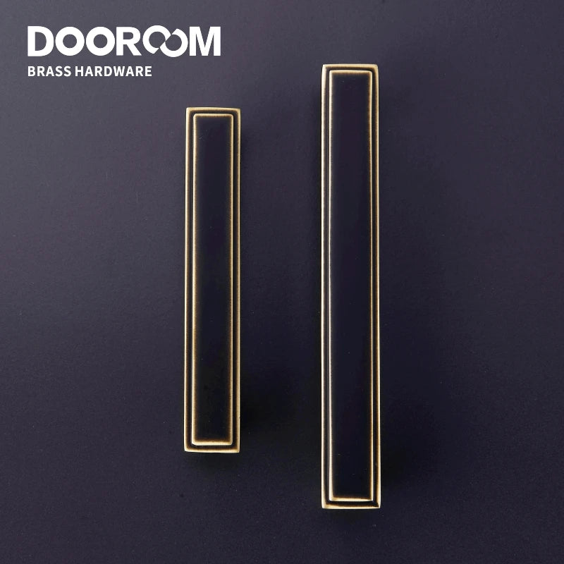 Dooroom Brass Furniture Handles Cupboard Wardrobe Dresser Cabinet Door European American Modern Chinese Black Pulls DOOROOM