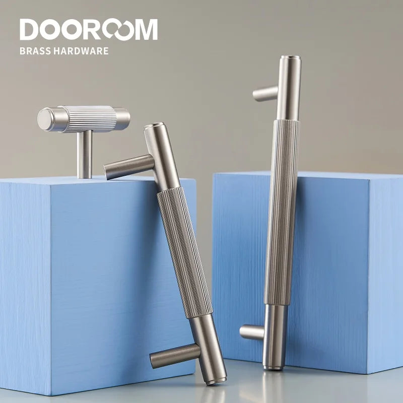 Dooroom Brass Furniture Handles Brushed Nickel Silver Pulls Wardrobe Dresser Cupboard Cabinet Drawer Knobs Free Of Finger Print DOOROOM
