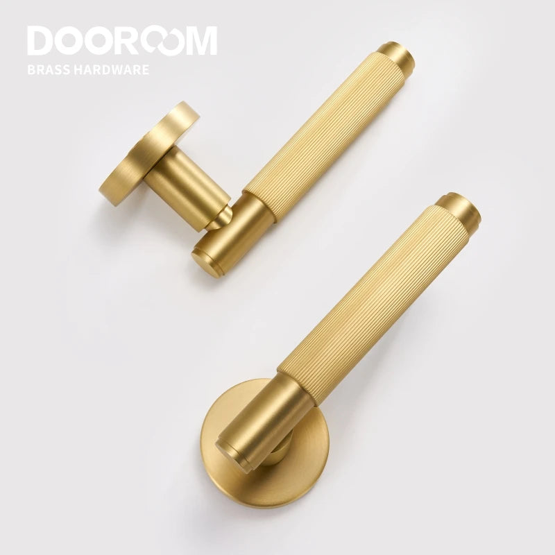 Dooroom Brass Door Lever Set Interior Bedroom Bathroom Dummy lock Set Privacy Passage Locks Tubular Latch linear Thumb Turn DOOROOM