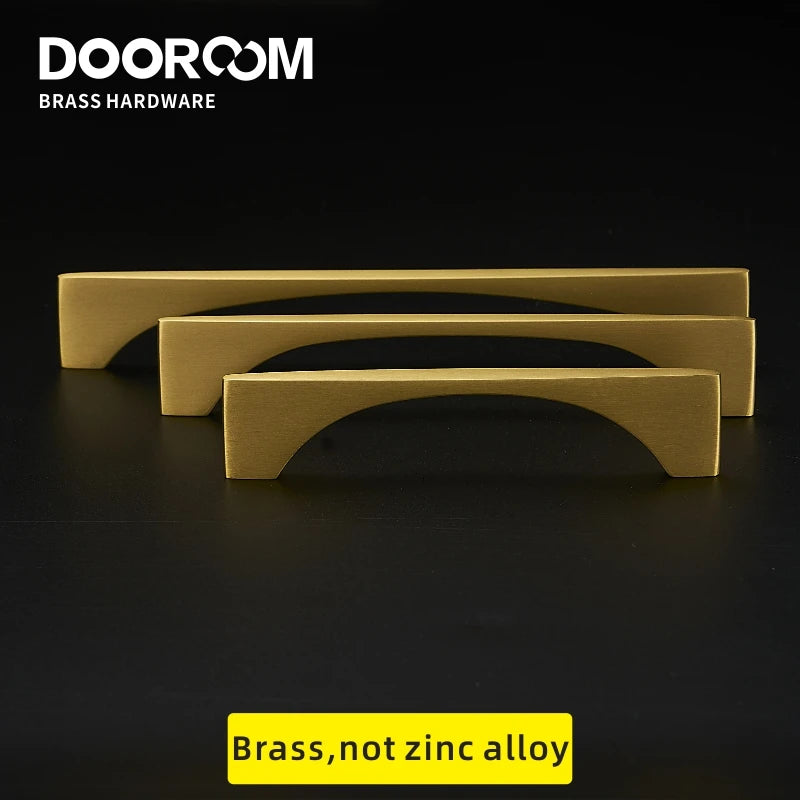 Dooroom Brass Furniture Handles Nordic Modern Wardrobe Dresser Cupboard Cabinet Drawer Shoe Box Pulls  Light Luxury Gold Knobs DOOROOM