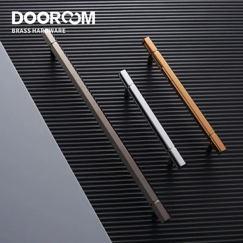Dooroom Brass Furniture Handles Shiny Rose Gold Black Titanium Bright Chrome Cupboard Wardrobe Dresser Drawer Cabinet Pulls DOOROOM