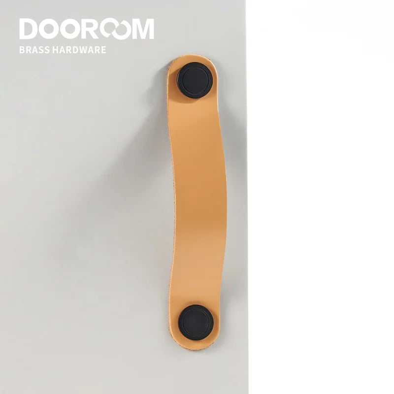 Dooroom Brass Leather Furniture Handles Modern Cupboard Wardrobe Dresser Shoe Box Drawer Cabinet Knobs Pulls Multiple Colors DOOROOM