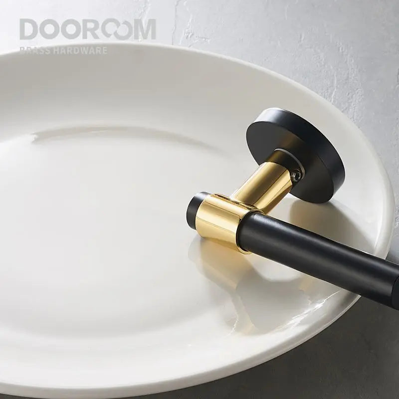 Dooroom Brass Lever Light Luxury Black Gold Modern Fashion Interior Room Bedroom Bathroom Solid Wood Door Lock Split Handle Knob DOOROOM
