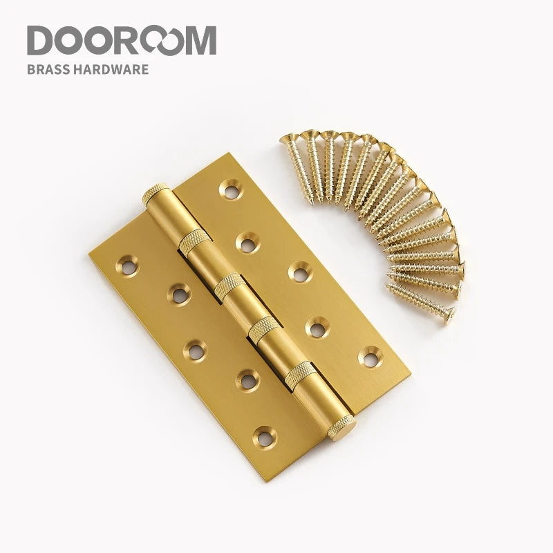 Dooroom Brass Knurled Door Hinges Free Slot Smoothly Thickening Mute Door Hinges 4 Inch 5 Inch DOOROOM