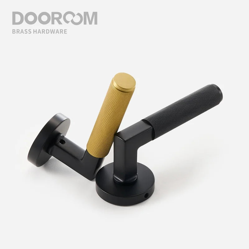 Dooroom thumbturn Knurled Brass Door Lock Set Modern Interior Bedroom Bathroom Wood Door Lever Set Dummy Privacy Passage Lock DOOROOM