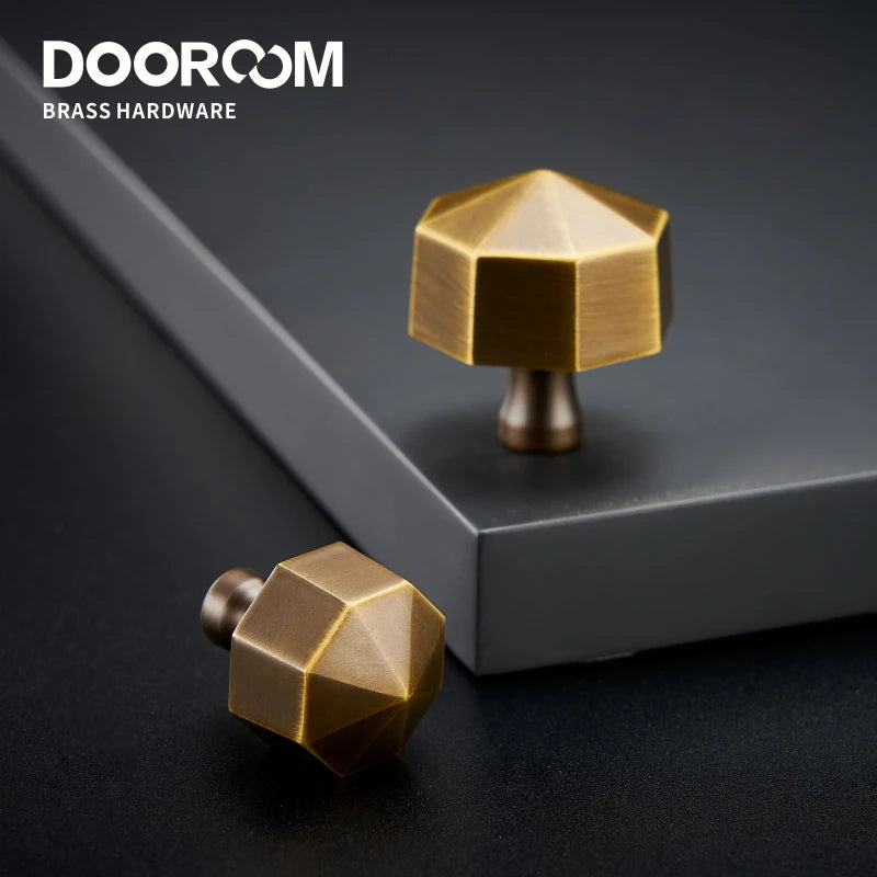Dooroom Brass Furniture Handles Nordic Simple American Octagon Pulls Cupboard Wardrobe Dresser Shoe Box Drawer Cabinet Knobs  DOOROOM