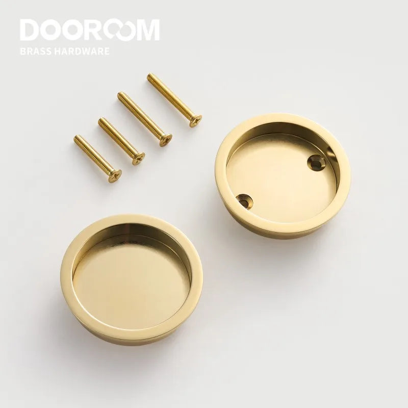 Dooroom Brass Sliding Door Handle Door Lock Set Kitchen Bathroom Wood Door Modern Inlaid Super Thin Shiny PVD Gold Matt Black DOOROOM