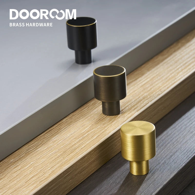 Dooroom Brass Furniture Handles Nordic Wardrobe Dresser Cupboard Cabinet Drawer Shoe Box Pulls Black Gold Bronze Cylinder Knobs  DOOROOM