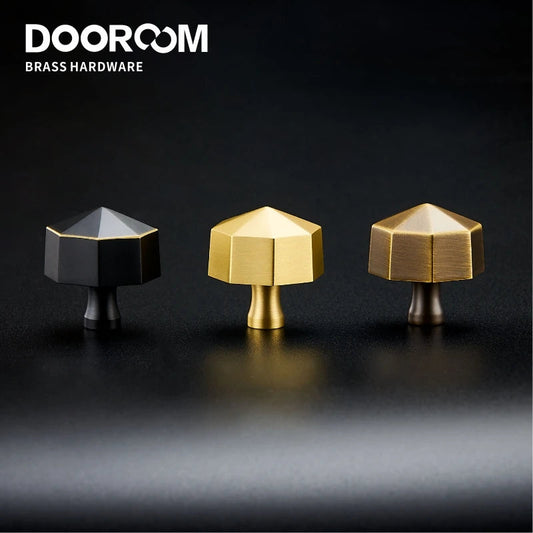 Dooroom Brass Furniture Handles Nordic Simple American Octagon Pulls Cupboard Wardrobe Dresser Shoe Box Drawer Cabinet Knobs  DOOROOM