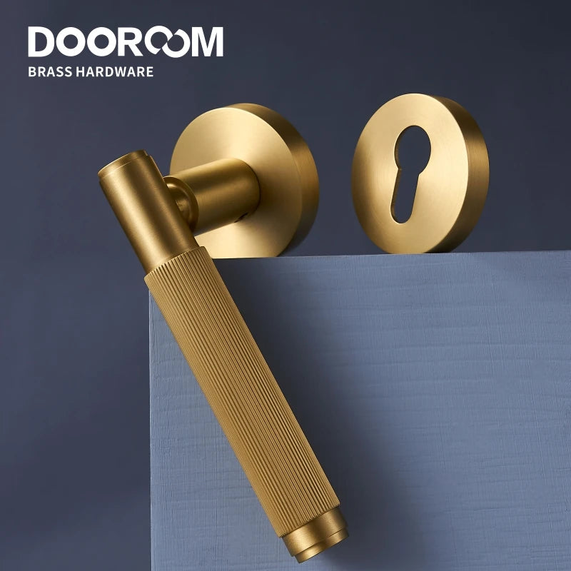 Dooroom Brass Door Lever Set Interior Bedroom Bathroom Dummy lock Set Privacy Passage Locks Tubular Latch linear Thumb Turn DOOROOM