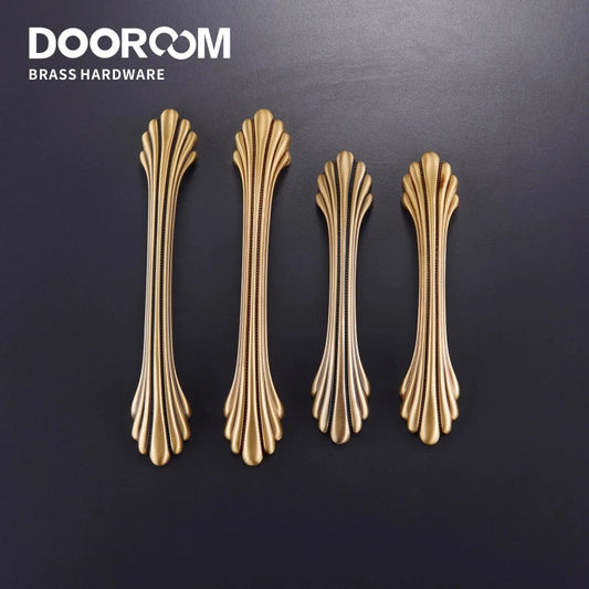 Dooroom Brass Handles New European American Diplopore Stripe Wardrobe Dresser Cupboard Cabinet Drawer Shoe Box Furniture Pulls DOOROOM