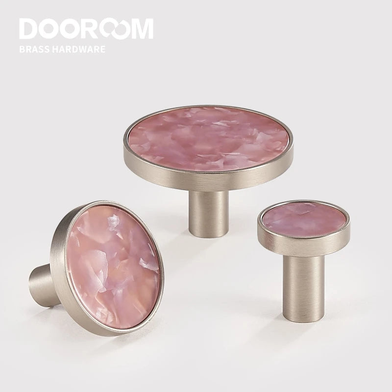 Dooroom Brass Furniture Handles Colorful Shell Matt Brushed Nickel Silver Hooks Wardrobe Dresser Cupboard Cabinet Drawer Knobs DOOROOM