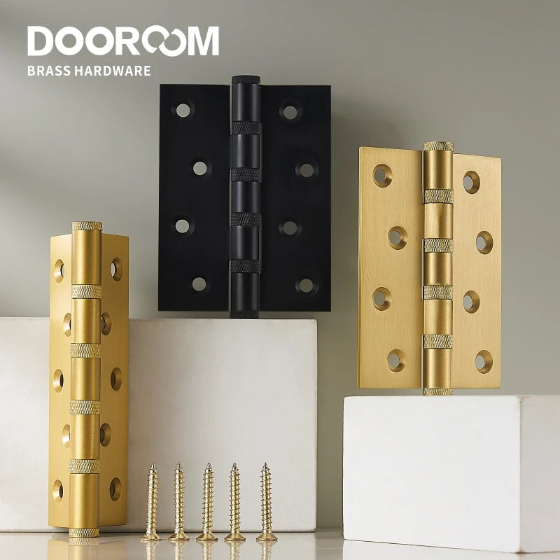 Dooroom Brass Knurled Door Hinges Free Slot Smoothly Thickening Mute Door Hinges 4 Inch 5 Inch DOOROOM