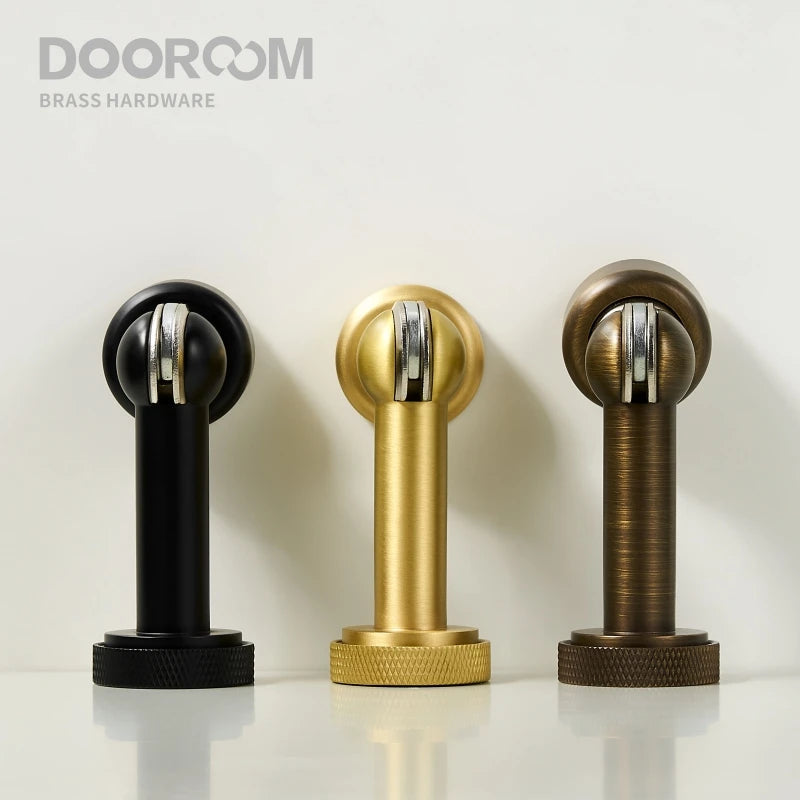 Dooroom Brass Door Stops Heavy Duty Knurling Door Holder Magnetic Door Stopper Catch DOOROOM