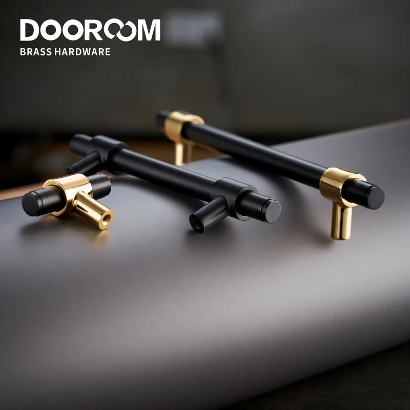 Dooroom Brass Furniture Handles Black Gold Light Luxury Modern Nordic Drawer Wardrobe Dresser Long Cabinet Knobs Pulls DOOROOM