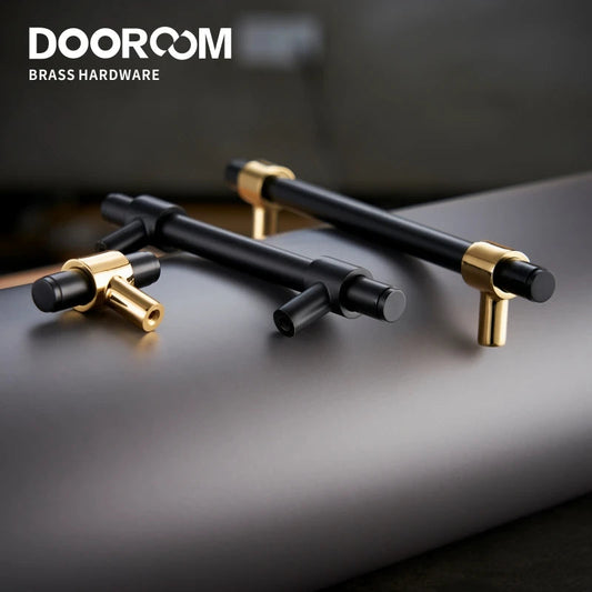 Dooroom Brass Furniture Handles Black Gold Light Luxury Modern Nordic Drawer Wardrobe Dresser Long Cabinet Knobs Pulls DOOROOM