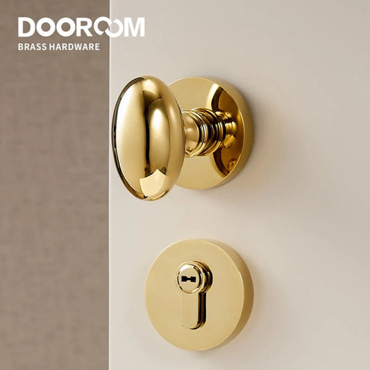 Dooroom Brass Door Lock Set Modern Shiny PVD Gold Interior Bedroom Bathroom Dummy Privacy Passage Hidden Door Lever Set DOOROOM