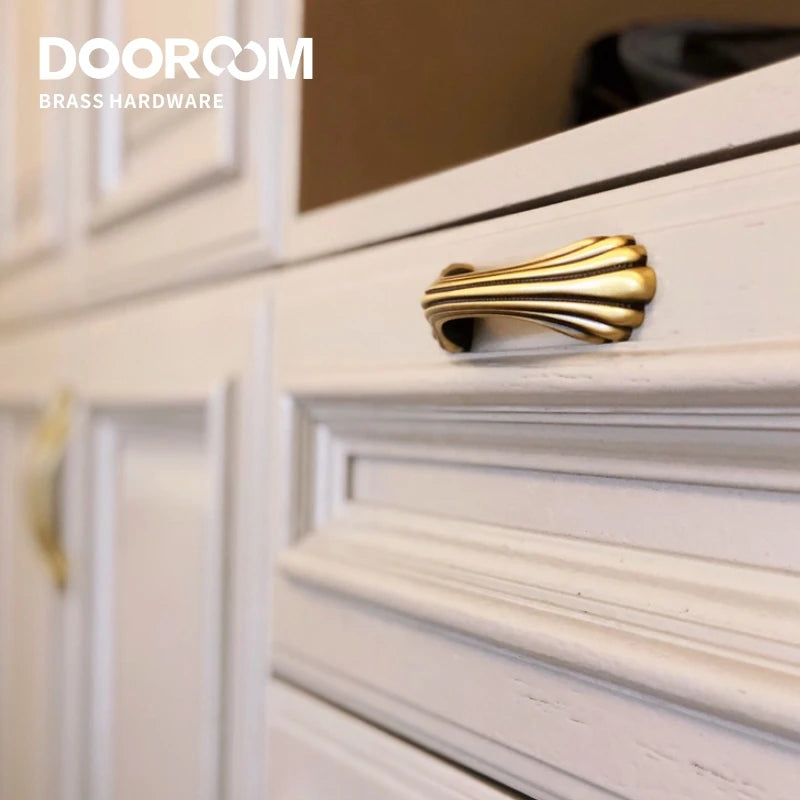 Dooroom Brass Handles New European American Diplopore Stripe Wardrobe Dresser Cupboard Cabinet Drawer Shoe Box Furniture Pulls DOOROOM