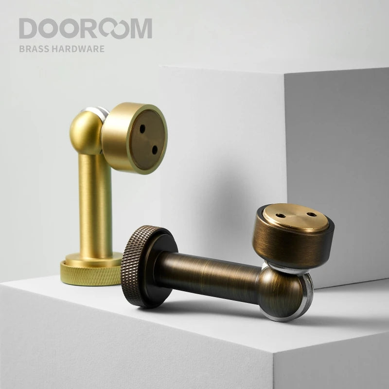 Dooroom Brass Door Stops Heavy Duty Knurling Door Holder Magnetic Door Stopper Catch DOOROOM