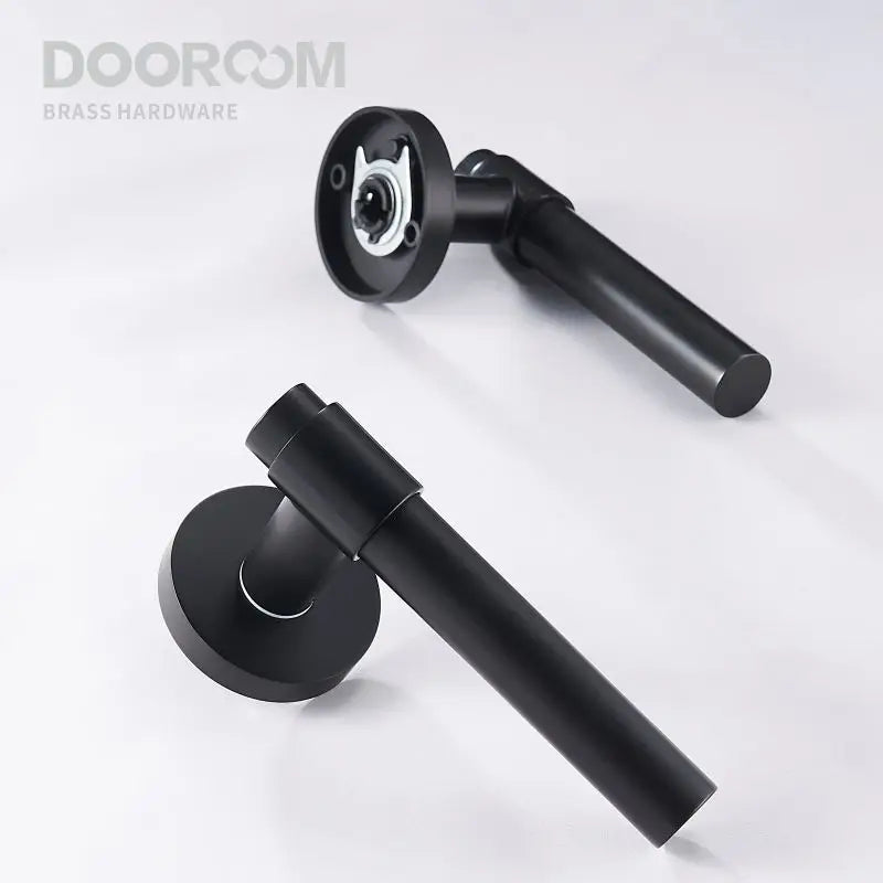 Dooroom Brass Lever Light Luxury Black Gold Modern Fashion Interior Room Bedroom Bathroom Solid Wood Door Lock Split Handle Knob DOOROOM