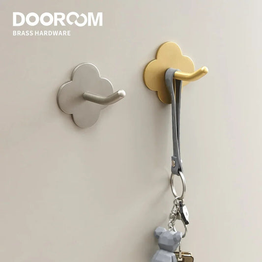 Doodoom Brass Punch Free Bearing Hooks Bathroom Indoor Kitchen Hallway Wall Clothes Hooks Wall Hangers Row Hooks Nordic DOOROOM