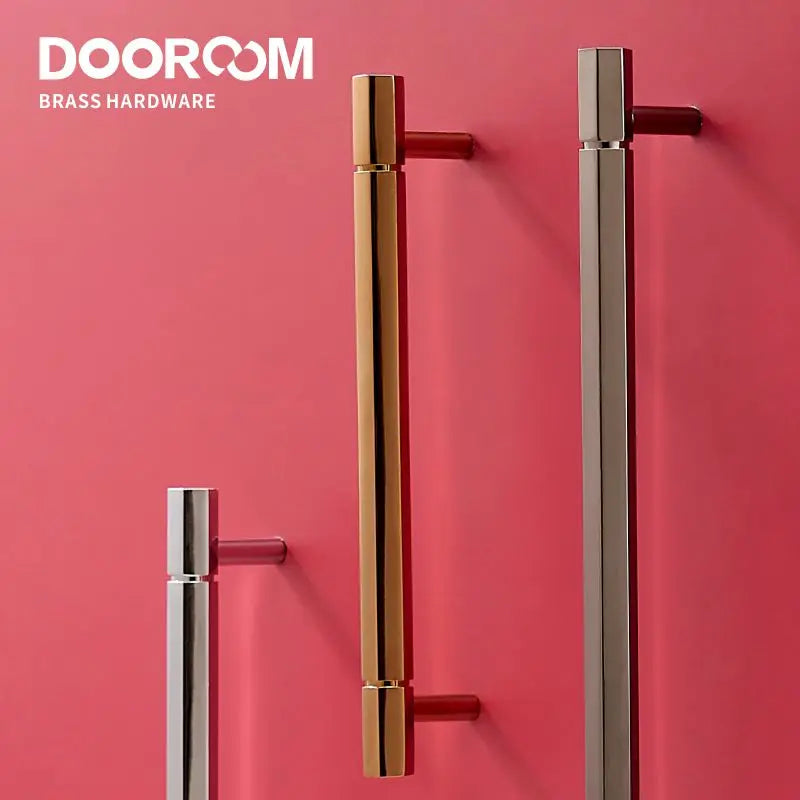 Dooroom Brass Furniture Handles Shiny Rose Gold Black Titanium Bright Chrome Cupboard Wardrobe Dresser Drawer Cabinet Pulls DOOROOM