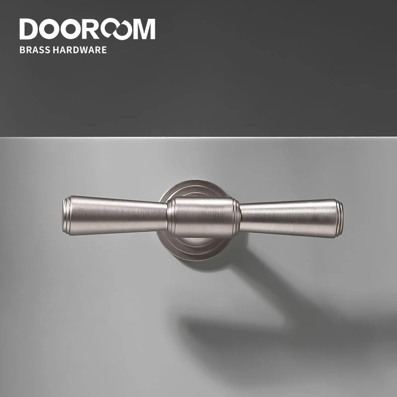 Dooroom Brass Furniture Handles Modern Simple Matt Silver Brass Cupboard Wardrobe Dresser Shoe Box Drawer Cabinet Knobs Pulls DOOROOM