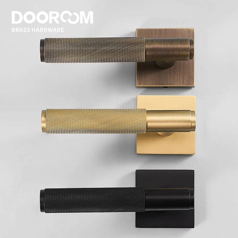 Dooroom Brass Door knurled handle Set Modern Interiror Bedroom Bathroom Door Lever Set Dummy Privacy Passage lock DOOROOM