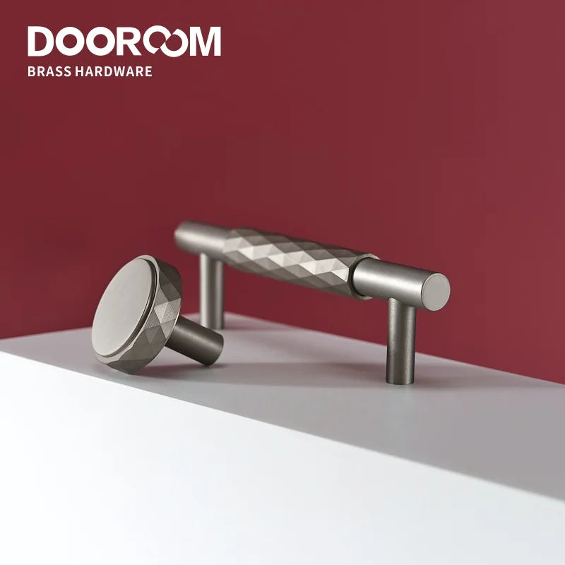 Dooroom Brass Furniture Handles Hammered Matt Brushed Nickel Cupboard Wardrobe Dresser Shoe Box Drawer Cabinet Round T bar Knobs DOOROOM