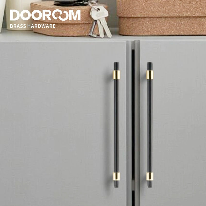 Dooroom Brass Furniture Handles Black Gold Light Luxury Modern Nordic Drawer Wardrobe Dresser Long Cabinet Knobs Pulls DOOROOM