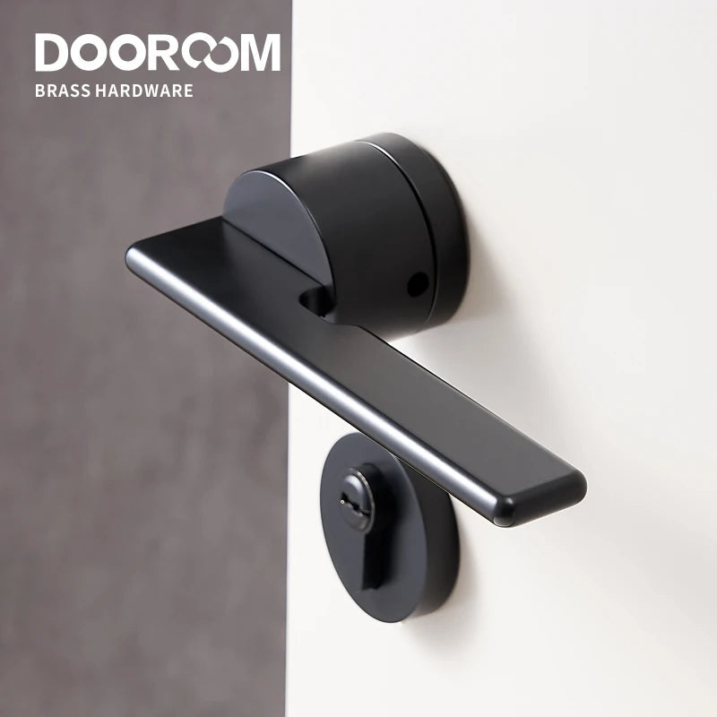Dooroom Brass Door Lock Set Modern Gold Black Silver Interiror Bedroom Bathroom Double Wood Door Lever Set Dummy Handle Knob DOOROOM