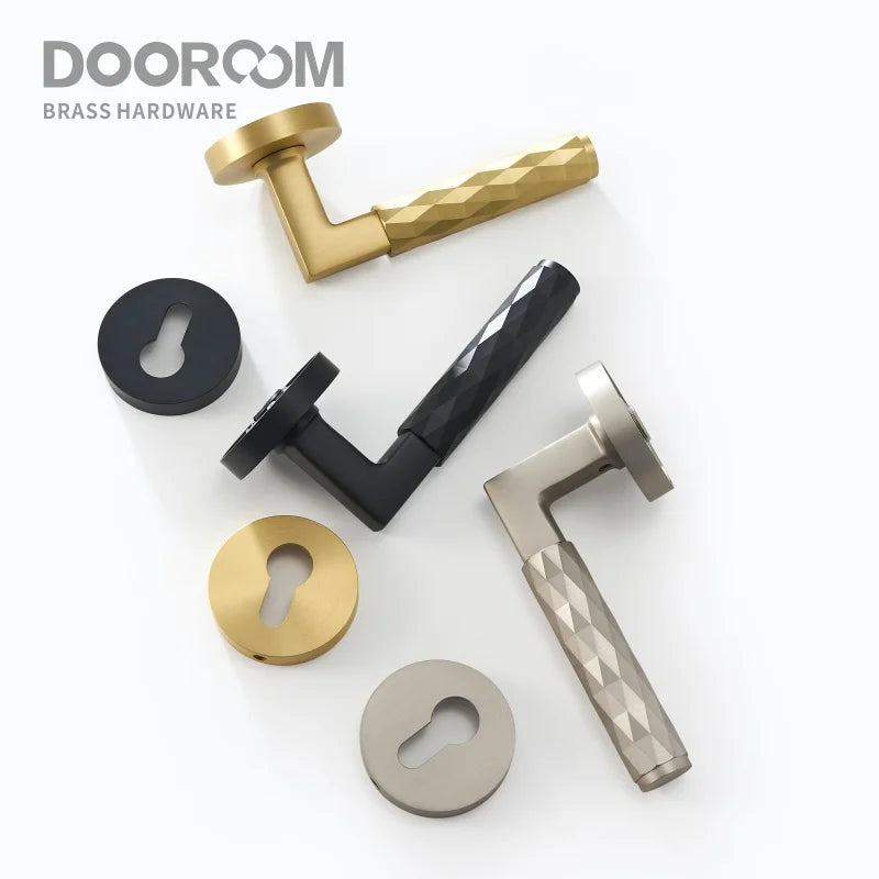 Dooroom Brass Door Lock Set Modern Black Nickel Hammered Interior Bedroom Bathroom Double Wood Door Lever Dummy Privacy Passage DOOROOM