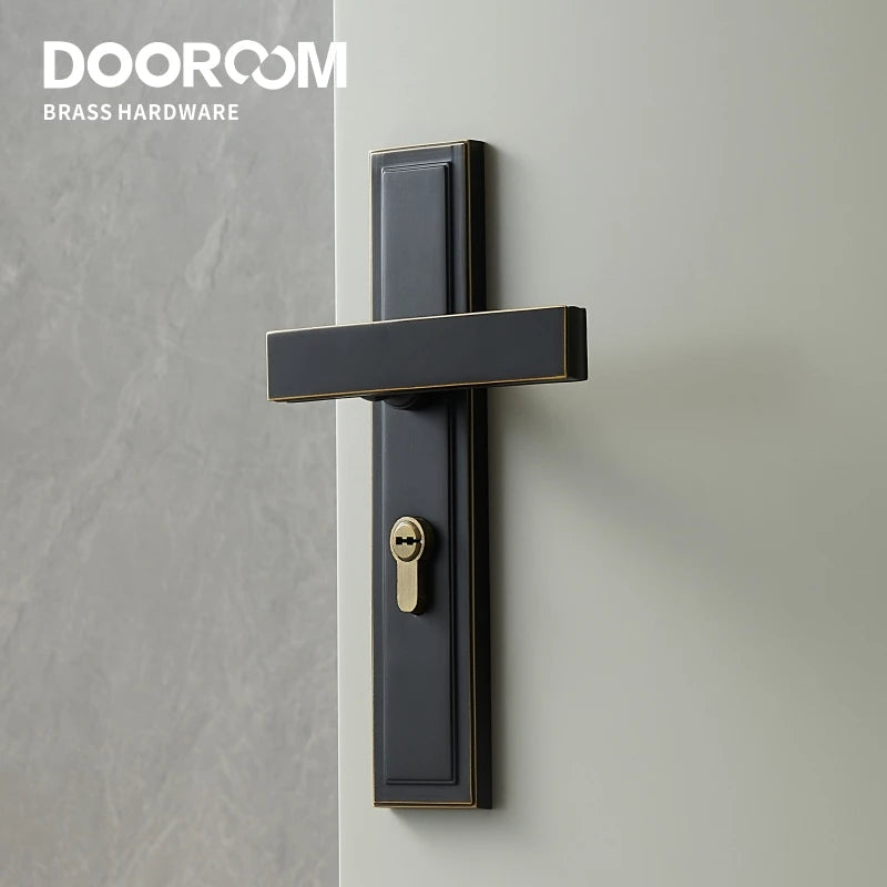 Dooroom Brass Door Lever Set Mute Italian American Interior Room Bedroom Bathroom  Double Open Wood Door Lock Dummy Handle Pull DOOROOM
