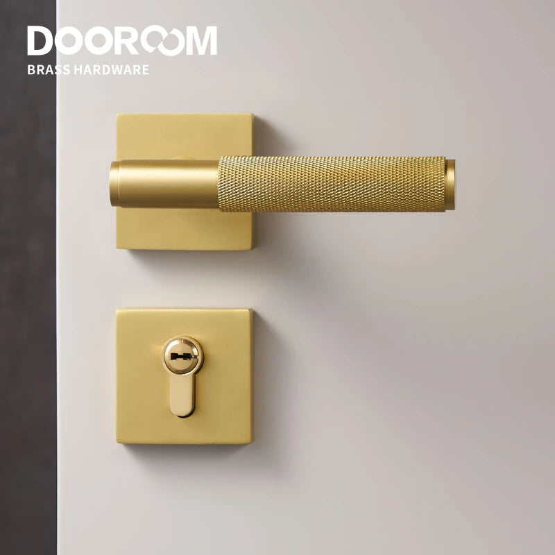 Dooroom Brass Door knurled handle Set Modern Interiror Bedroom Bathroom Door Lever Set Dummy Privacy Passage lock DOOROOM