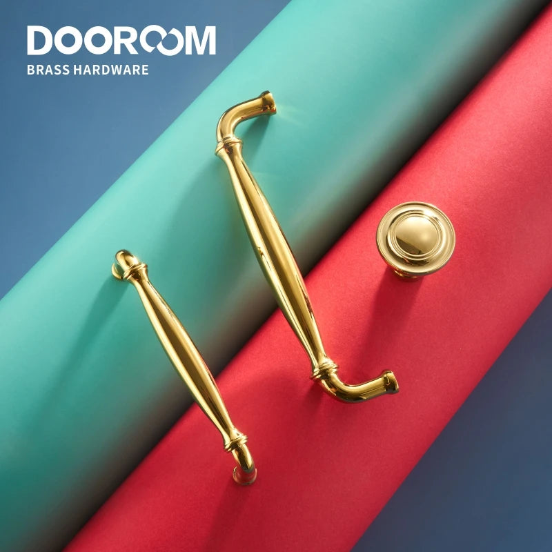 Dooroom Brass Furniture Handles Light Luxury European Gold Chrome Pulls Wardrobe Dresser Cupboard Cabinet Drawer Wine Bar Knobs DOOROOM