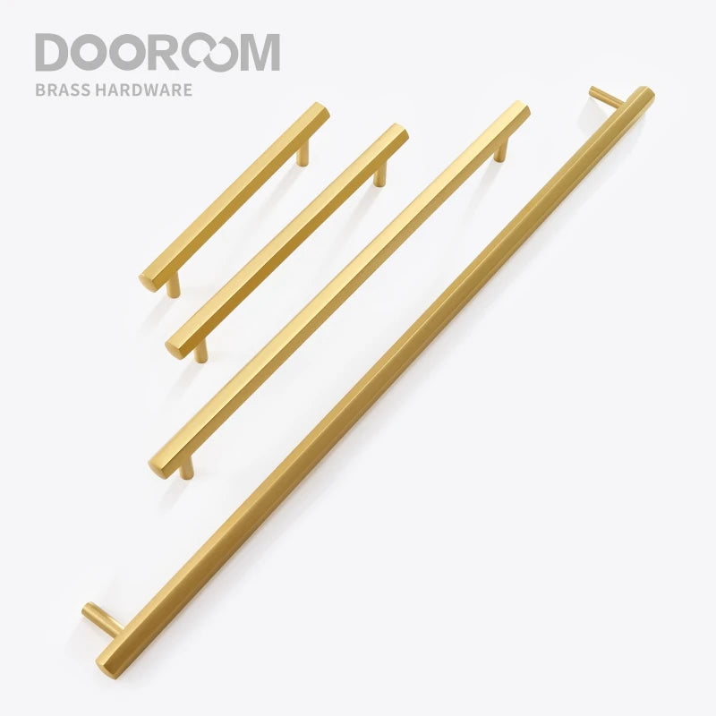Dooroom Brass Hexagon Furniture Handles Long Modern Pulls Cupboard Wardrobe Dresser Shoe Box Drawer Cabinet Knobs DOOROOM