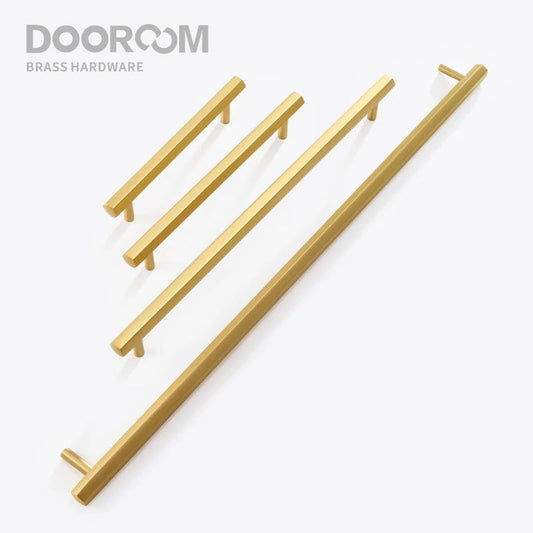 Dooroom Brass Hexagon Furniture Handles Long Modern Pulls Cupboard Wardrobe Dresser Shoe Box Drawer Cabinet Knobs DOOROOM
