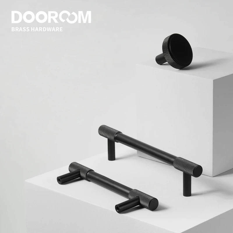 Dooroom Brass Knurling Furniture Handles Long Round Modern Pulls Cupboard Wardrobe Dresser Shoe Box Drawer Cabinet Wine Bar Knob DOOROOM