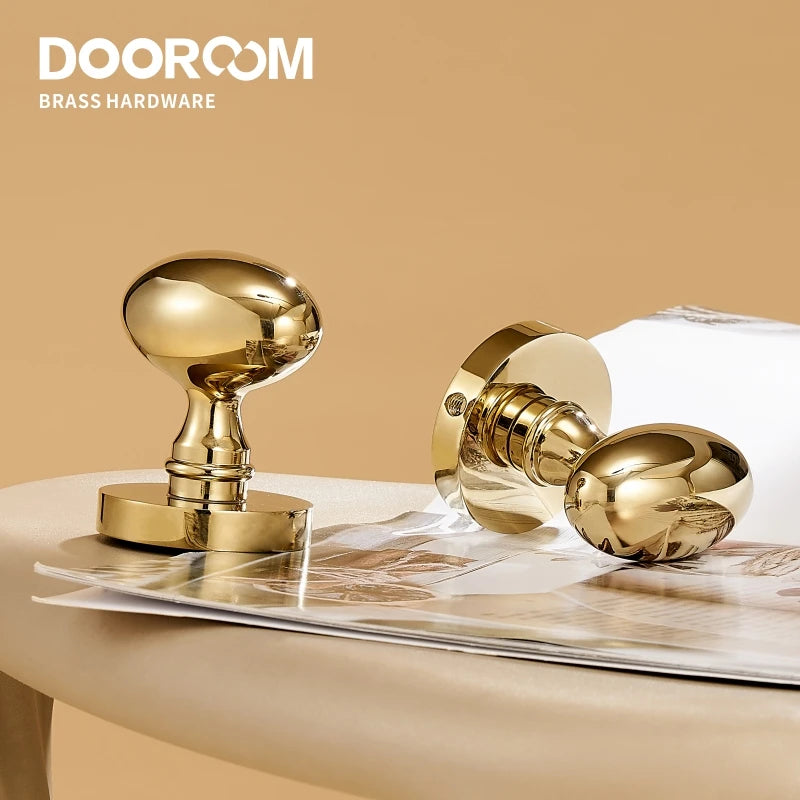 Dooroom Brass Door Lock Set Modern Shiny PVD Gold Interior Bedroom Bathroom Dummy Privacy Passage Hidden Door Lever Set DOOROOM