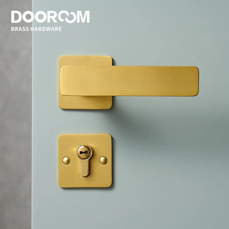 Dooroom Brass Door Lever Ultra-thin Mute Modern Black Gold Interior Bedroom Bathroom Wood Door Lock Set Split Handle Knob DOOROOM