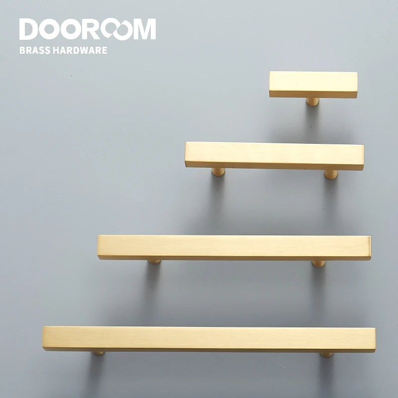 Dooroom Dulu Brass Furniture Handles Modern Wardrobe Dresser Cupboard Drawer Cabinet Door Long Square Black/Gold Pulls Knobs DOOROOM