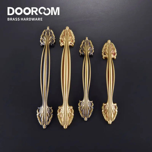 Dooroom Brass European Furniture Handles Antique American Drawer Cabinet Door Wardrobe Dresser Cupboard Pulls Gold Knobs DOOROOM