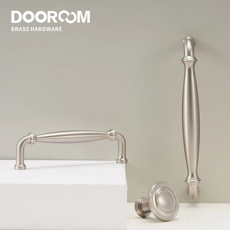 Dooroom Brass Furniture Handles Modern Matt Silver Pulls Wardrobe Dresser Cupboard Cabinet Drawer Wine Bar Brushed Nickel DOOROOM