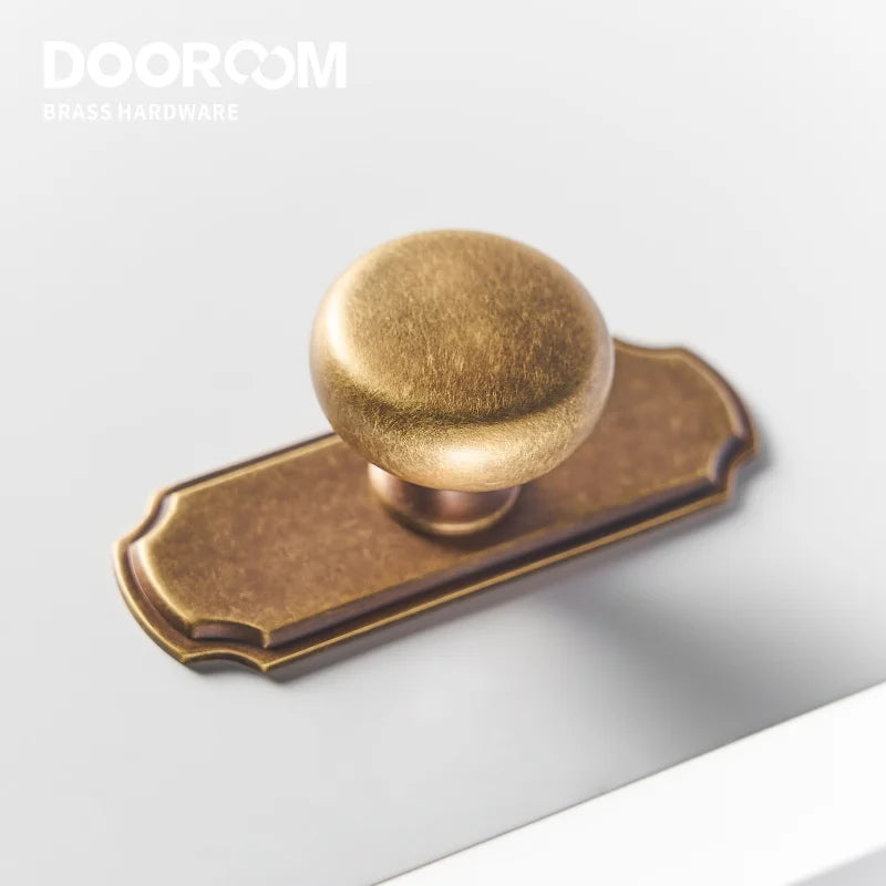 Dooroom Brass Furniture Handles Matt Nickel Yellow Bronze Pulls With Base Cupboard Wardrobe Dresser Shoe Box Drawer Cabinet Knob DOOROOM