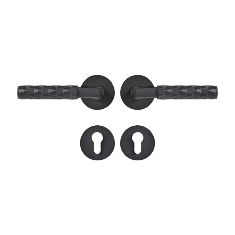 Dooroom Brass Door Lock Set Modern Black Nickel Hammered Interior Bedroom Bathroom Double Wood Door Lever Dummy Privacy Passage DOOROOM